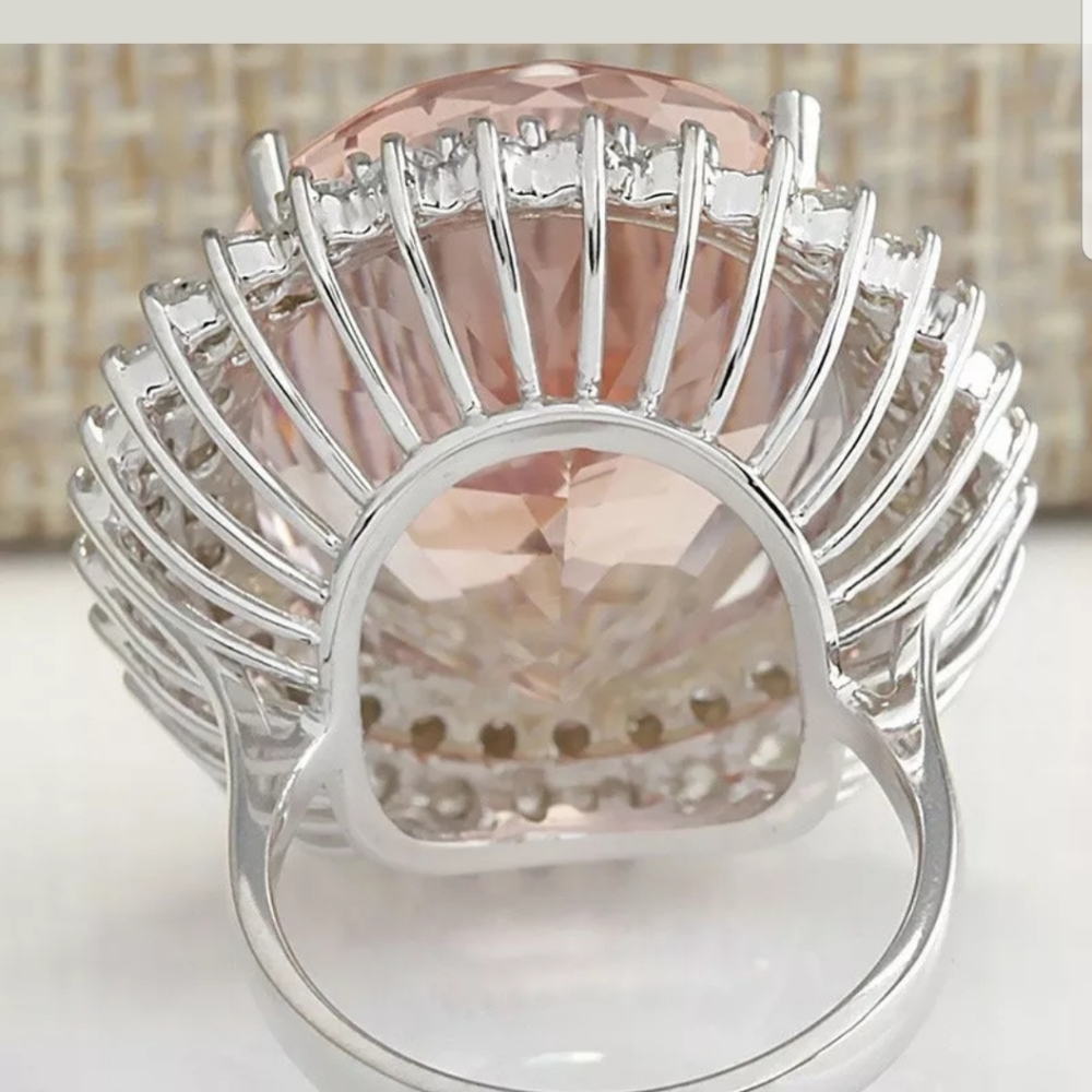 New sterling silver champagne Crystal ring - Picture 2 of 4